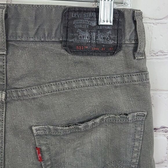 Levi's Red Tab 511 Skinny Gray Jeans Slim Fit Pant Stretch Denim Kids 14 27x27 - Picture 4 of 8